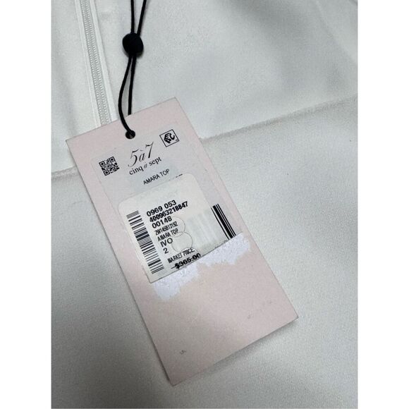 NWT Cinq a Sept Amara White Choker Mock Neck Crop Top BELL Sleeve SZ 2 - Picture 11 of 12